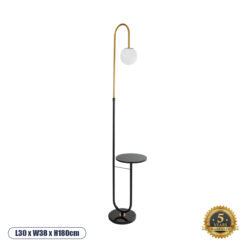GLOBOSTAR® CORDELIA 02024 Μοντέρνο Επιδαπέδιο Φωτιστικό με Ντουί 1 x E27 AC 220-240V IP20 - Μαύρο & Χρυσό - Μ30 x Π38 x Υ180cm