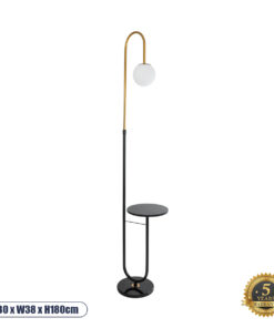 GLOBOSTAR® CORDELIA 02024 Μοντέρνο Επιδαπέδιο Φωτιστικό με Ντουί 1 x E27 AC 220-240V IP20 - Μαύρο & Χρυσό - Μ30 x Π38 x Υ180cm