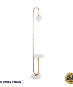 GLOBOSTAR® CORDELIA 02025 Μοντέρνο Επιδαπέδιο Φωτιστικό με Ντουί 1 x E27 AC 220-240V IP20 - Χρυσό & Λευκό - Μ30 x Π38 x Υ180cm