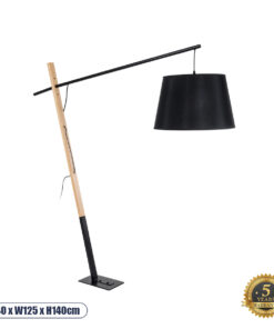 GLOBOSTAR® KELSIE 02029 Μοντέρνο Επιδαπέδιο Φωτιστικό με Ντουί 1 x E27 AC 220-240V IP20 - Μαύρο & Μπεζ - Μ40 x Π125 x Υ140cm