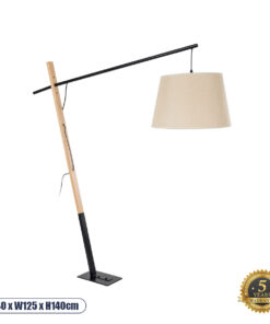 GLOBOSTAR® KELSIE 02030 Μοντέρνο Επιδαπέδιο Φωτιστικό με Ντουί 1 x E27 AC 220-240V IP20 - Μαύρο & Μπεζ - Μ40 x Π125 x Υ140cm