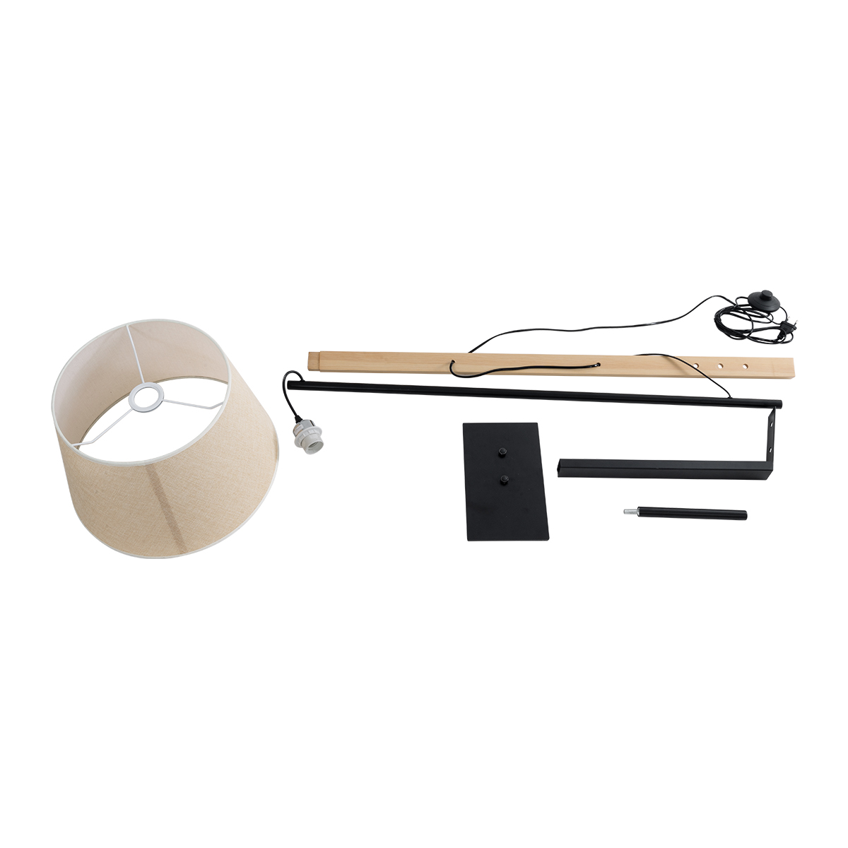 GLOBOSTAR® KELSIE 02030 Μοντέρνο Επιδαπέδιο Φωτιστικό με Ντουί 1 x E27 AC 220-240V IP20 - Μαύρο & Μπεζ - Μ40 x Π125 x Υ140cm - Image 11