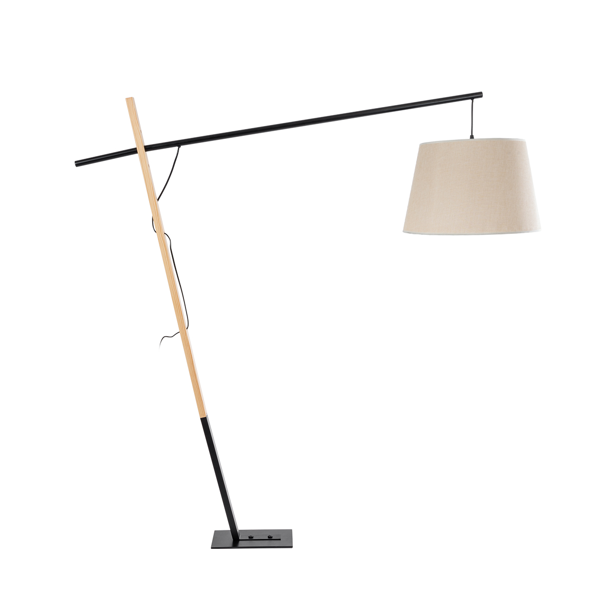 GLOBOSTAR® KELSIE 02030 Μοντέρνο Επιδαπέδιο Φωτιστικό με Ντουί 1 x E27 AC 220-240V IP20 - Μαύρο & Μπεζ - Μ40 x Π125 x Υ140cm - Image 4