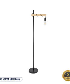 GLOBOSTAR® MINDELO 02033 Μοντέρνο Επιδαπέδιο Φωτιστικό με Ντουί 1 x E27 AC 220-240V IP20 - Μαύρο & Μπεζ - Μ35 x Π24 x Υ150cm