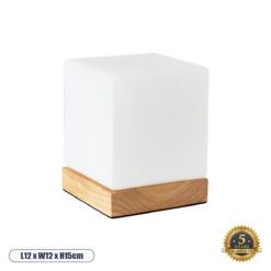GLOBOSTAR® DERYA 02035 Μοντέρνο Επιτραπέζιο Φωτιστικό Πορτατίφ με Ντουί 1 x E27 AC 220-240V IP20 - Λευκό & Καφέ - Μ12 x Π12 x Υ15cm