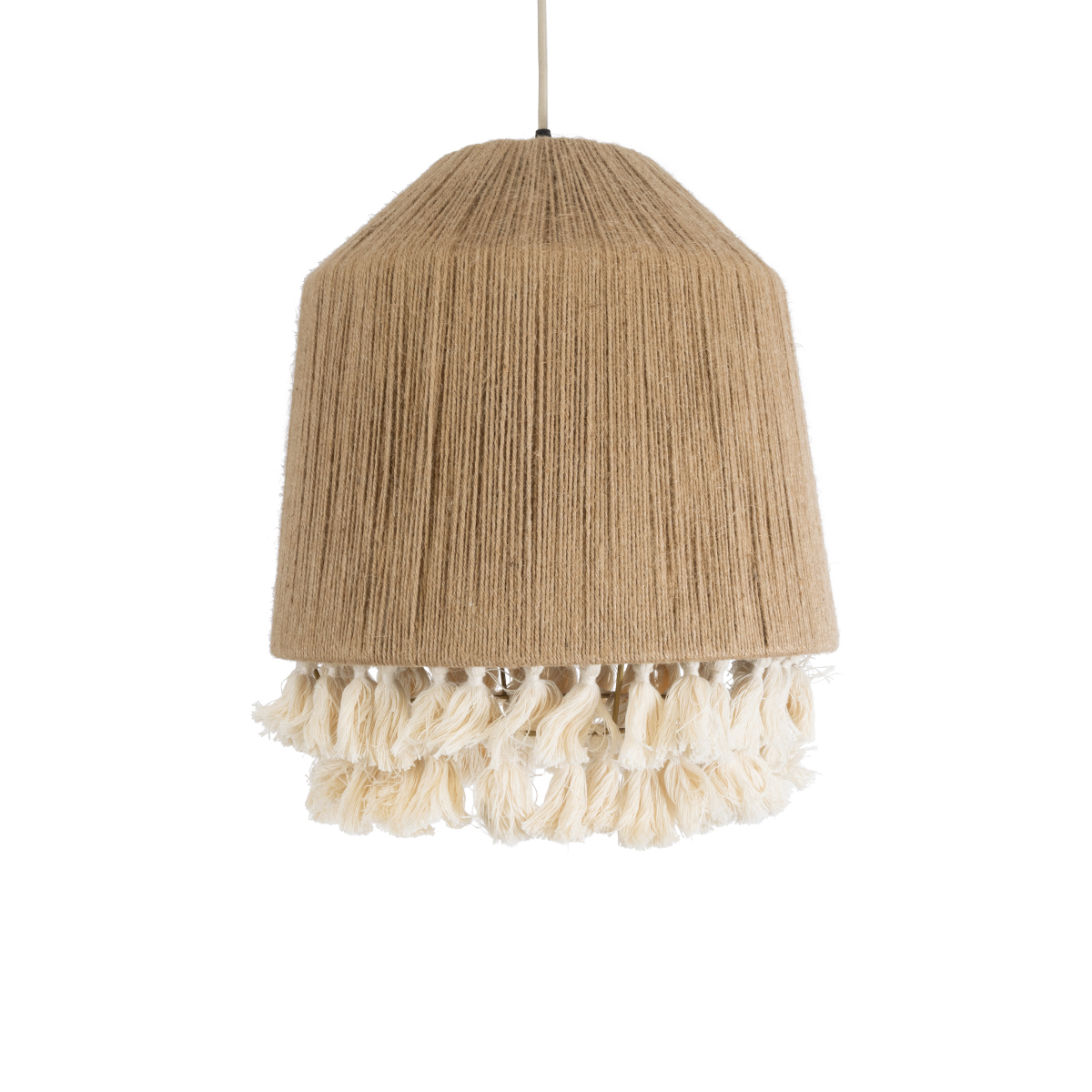 GLOBOSTAR® PUERTORICO 02092 Boho Κρεμαστό Φωτιστικό Οροφής με Ντουί 1 x E27 AC 220-240V IP20 - Μπεζ & Λευκό - Μ40 x Π40 x Υ45cm - Image 5