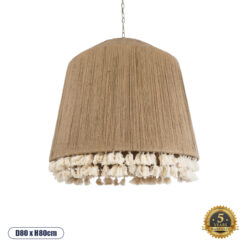 GLOBOSTAR® PUERTORICO 02093 Boho Κρεμαστό Φωτιστικό Οροφής με Ντουί 3 x E27 AC 220-240V IP20 - Μπεζ - Μ80 x Π80 x Υ80cm
