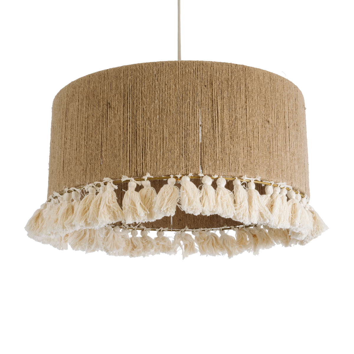 GLOBOSTAR® PUERTORICO 02094 Boho Κρεμαστό Φωτιστικό Οροφής με Ντουί 1 x E27 AC 220-240V IP20 - Μπεζ & Λευκό - Μ50 x Π50 x Υ27cm - Image 2