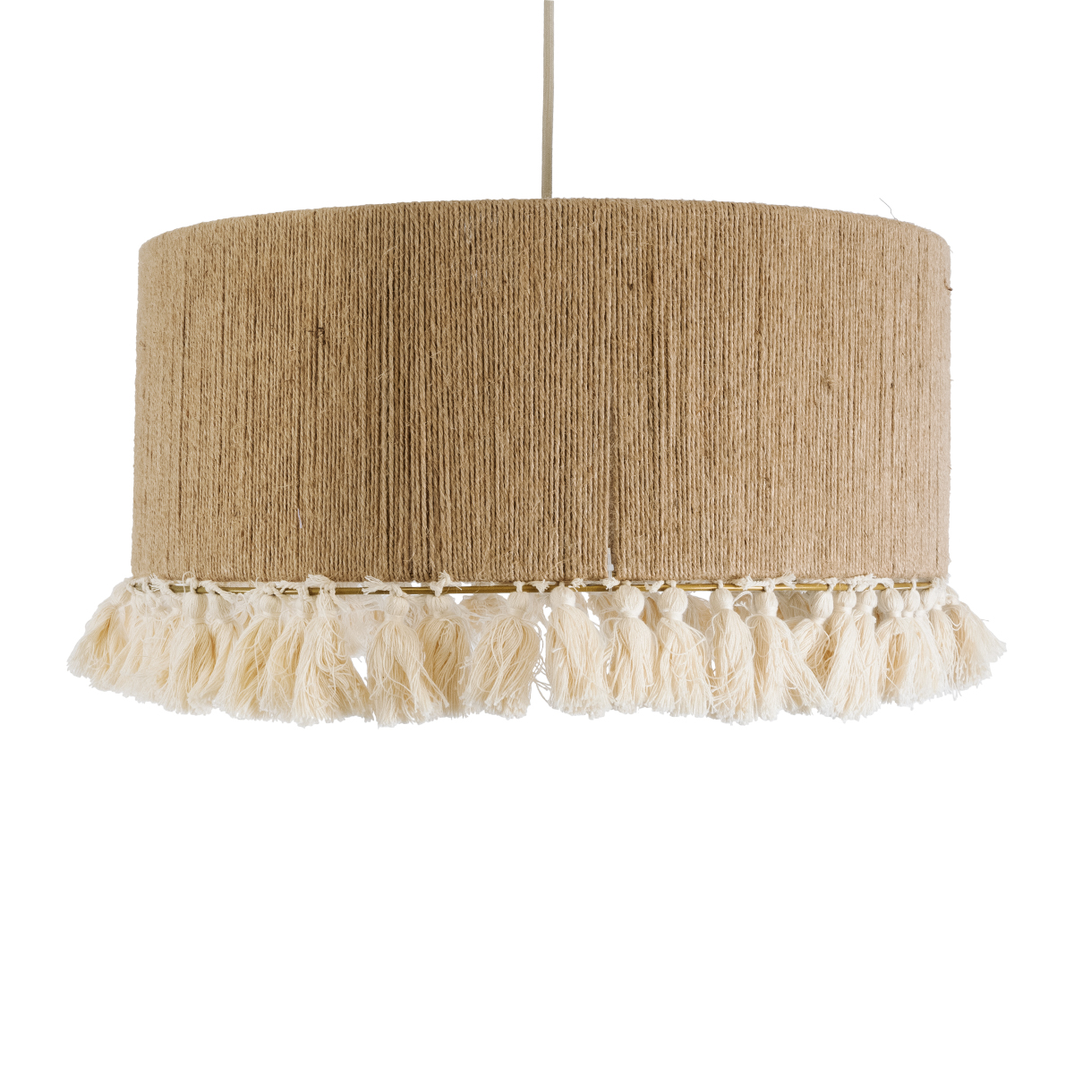 GLOBOSTAR® PUERTORICO 02094 Boho Κρεμαστό Φωτιστικό Οροφής με Ντουί 1 x E27 AC 220-240V IP20 - Μπεζ & Λευκό - Μ50 x Π50 x Υ27cm - Image 5