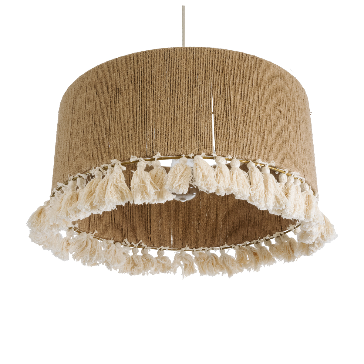 GLOBOSTAR® PUERTORICO 02094 Boho Κρεμαστό Φωτιστικό Οροφής με Ντουί 1 x E27 AC 220-240V IP20 - Μπεζ & Λευκό - Μ50 x Π50 x Υ27cm - Image 6