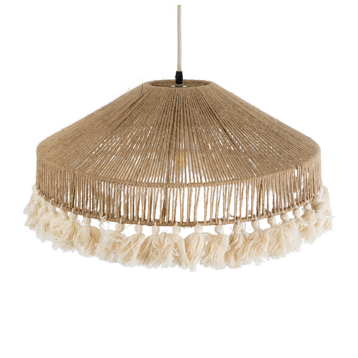 GLOBOSTAR® PUERTORICO 02098 Boho Κρεμαστό Φωτιστικό Οροφής με Ντουί 1 x E27 AC 220-240V IP20 - Μπεζ & Λευκό - Μ50 x Π50 x Υ25cm - Image 7
