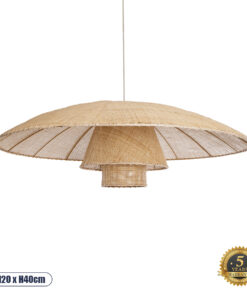 GLOBOSTAR® ZORA 02140 Boho Κρεμαστό Φωτιστικό Οροφής με Ντουί 1 x E27 AC 220-240V IP20 - Μπεζ - Μ120 x Π120 x Υ40cm