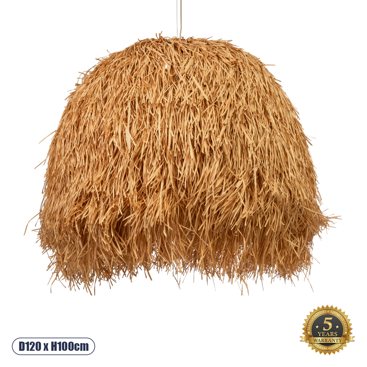 GLOBOSTAR® GUADELOUPE 02156 Boho Κρεμαστό Φωτιστικό Οροφής με Ντουί 1 x E27 AC 220-240V IP20 - Μπεζ - Μ120 x Π120 x Υ100cm