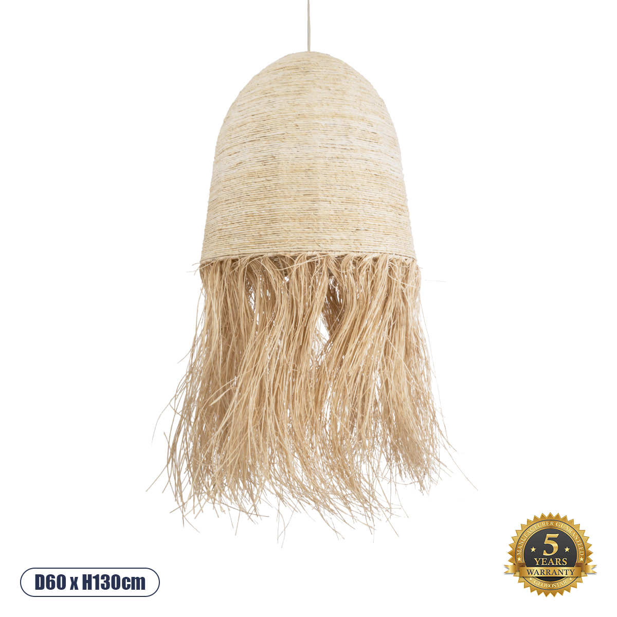 GLOBOSTAR® AREMBEPE 02179 Boho Κρεμαστό Φωτιστικό Οροφής με Ντουί 1 x E27 AC 220-240V IP20 - Μπεζ - Μ60 x Π60 x Υ130cm