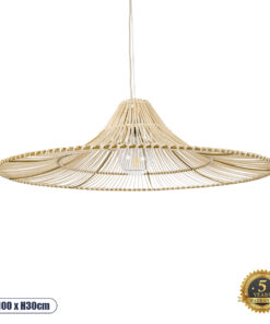 GLOBOSTAR® PALERMO 02209 Boho Κρεμαστό Φωτιστικό Οροφής με Ντουί 1 x E27 AC 220-240V IP20 - Μπεζ - Μ100 x Π100 x Υ30cm