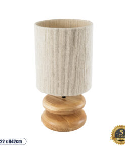 GLOBOSTAR® TUVALU 02236 Boho Επιτραπέζιο Φωτιστικό Πορτατίφ με Ντουί 1 x E27 AC 220-240V IP20 - Καφέ & Μπεζ - Μ22 x Π22 x Υ42cm