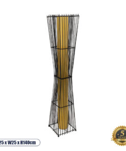 GLOBOSTAR® PALMA 02274 Boho Επιδαπέδιο Φωτιστικό με Ντουί 2 x E27 AC 220-240V IP20 - Μαύρο & Μπεζ - Μ25 x Π25 x Υ140cm