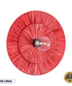 GLOBOSTAR® COLOMBO 02282 Boho Φωτιστικό Τοίχου - Απλίκα με Ντουί 1 x E27 AC 220-240V IP20 - Κόκκινο - Μ40 x Π40 x Υ9cm