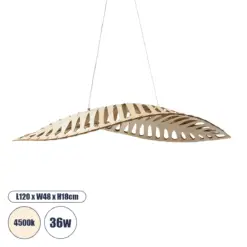 GLOBOSTAR® NANI 02285 Μοντέρνο Κρεμαστό Φωτιστικό Οροφής LED 36W 2880lm 120° AC 220-240V IP20 Φυσικό Λευκό 4500K - Lumileds SMD Chip - Μπεζ - Μ120 x Π48 x Υ18cm - 2 Χρόνια Εγγύηση