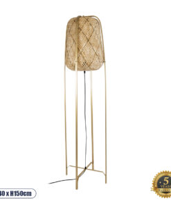 GLOBOSTAR® MEILANI 02301 Boho Επιδαπέδιο Φωτιστικό με Ντουί 1 x E27 AC 220-240V IP20 - Χρυσό & Μπεζ - Μ40 x Π40 x Υ150cm