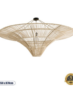 GLOBOSTAR® PALERMO 02309 Boho Φωτιστικό Οροφής με Ντουί 1 x E27 AC 220-240V IP20 - Μπεζ - Μ150 x Π150 x Υ78cm