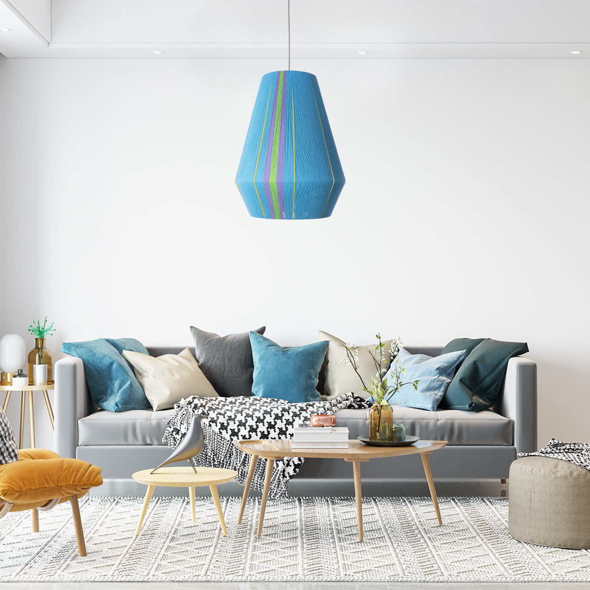 GLOBOSTAR® SALERNO 02336 Boho Κρεμαστό Φωτιστικό Οροφής με Ντουί 1 x E27 AC 220-240V IP20 - Πολύχρωμο - Μ50 x Π50 x Υ60cm - Image 11