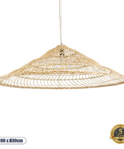 GLOBOSTAR® KAIA 02348 Boho Κρεμαστό Φωτιστικό Οροφής με Ντουί 1 x E27 AC 220-240V IP20 - Μπεζ - Μ100 x Π100 x Υ30cm