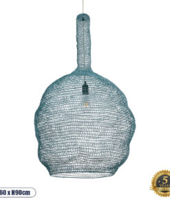GLOBOSTAR® KENTUCKY 02355 Vintage Κρεμαστό Φωτιστικό Οροφής με Ντουί 1 x E27 AC 220-240V IP20 - Τιρκουάζ - Μ60 x Π60 x Υ90cm