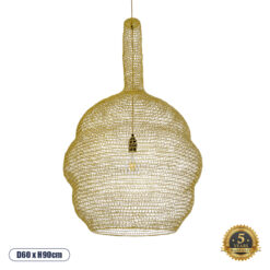 GLOBOSTAR® KENTUCKY 02357 Vintage Κρεμαστό Φωτιστικό Οροφής με Ντουί 1 x E27 AC 220-240V IP20 - Χρυσό - Μ60 x Π60 x Υ90cm