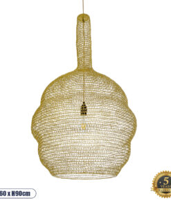 GLOBOSTAR® KENTUCKY 02357 Vintage Κρεμαστό Φωτιστικό Οροφής με Ντουί 1 x E27 AC 220-240V IP20 - Χρυσό - Μ60 x Π60 x Υ90cm