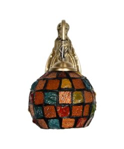 GLOBOSTAR® MERMAID 02389 Vintage Φωτιστικό Τοίχου – Απλίκα με Ντουί 1 x E27 AC 220-240V IP20 – Μπρούτζινο & Πολύχρωμο – Μ17 x Π30 x Υ27cm
