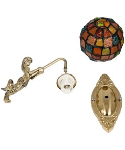 GLOBOSTAR® MERMAID 02389 Vintage Φωτιστικό Τοίχου – Απλίκα με Ντουί 1 x E27 AC 220-240V IP20 – Μπρούτζινο & Πολύχρωμο – Μ17 x Π30 x Υ27cm