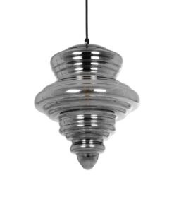 GLOBOSTAR® CORTE 206-0028 Μοντέρνο Κρεμαστό Φωτιστικό Οροφής με Ντουί 1 x E27 AC 220-240V IP20 – Μαύρο Φιμέ – Μ25 x Π25 x Υ30cm
