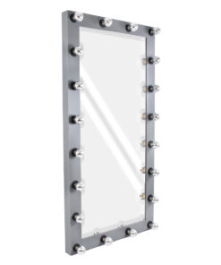 GloboStar® MAKEUP MIRROR-160x80-6 Μοντέρνος Καθρέπτης Μακιγιάζ με Πλαίσιο Φυσικού Ξύλου με Διακόπτη On/Off 20 x E27 AC220-240V - Μ80 x Π7 x Υ160cm - Γκρι Ανθρακί
