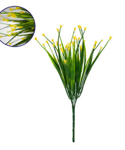 GloboStar® 09078 Τεχνητό Φυτό Διακοσμητικό Μπουκέτο Aphyllanthes Κίτρινο M17cm x Υ30cm Π17cm με 7 Κλαδάκια