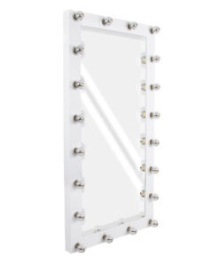 GloboStar® MAKEUP MIRROR-160x80-4 Μοντέρνος Καθρέπτης Μακιγιάζ με Πλαίσιο Φυσικού Ξύλου με Διακόπτη On/Off 20 x E27 AC220-240V - Μ80 x Π7 x Υ160cm - Λευκή Λάκα