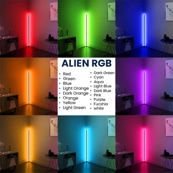 Μοντέρνο Minimal Επιδαπέδιο Μαύρο Φωτιστικό 200cm LED 32 Watt με Ασύρματο Χειριστήριο RF & Dimmer RGB GloboStar ALIEN Design GLOBO-200-8 - Image 3
