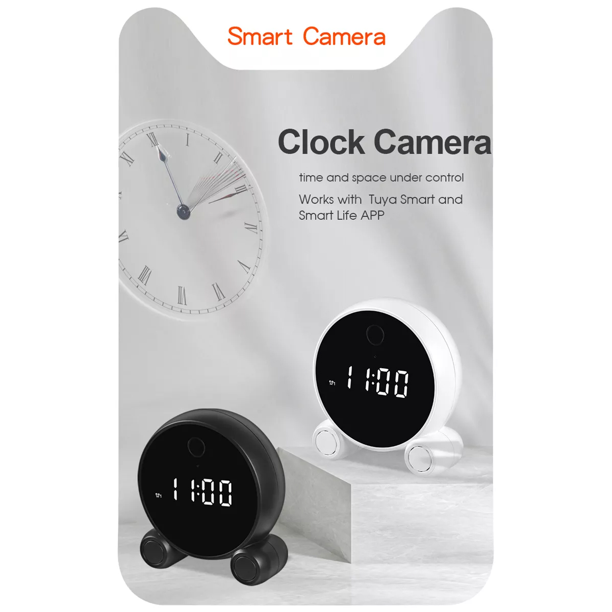 GloboStar® 86016 Rechargeable Table Camera 2MP WiFi HD 1080P 120° 5000mAh Two Way Audio Motion Detection & Digital Clock - Επαναφορτιζόμενη Επιτραπέζια Κάμερα 2MP WiFi HD 1080P 120° 5000mAh Διπλή Κατέυθυνση Ομιλίας Ανιχνευτή Κίνησης Ψηφιακό Ρολόι - Μαύρο - Image 10