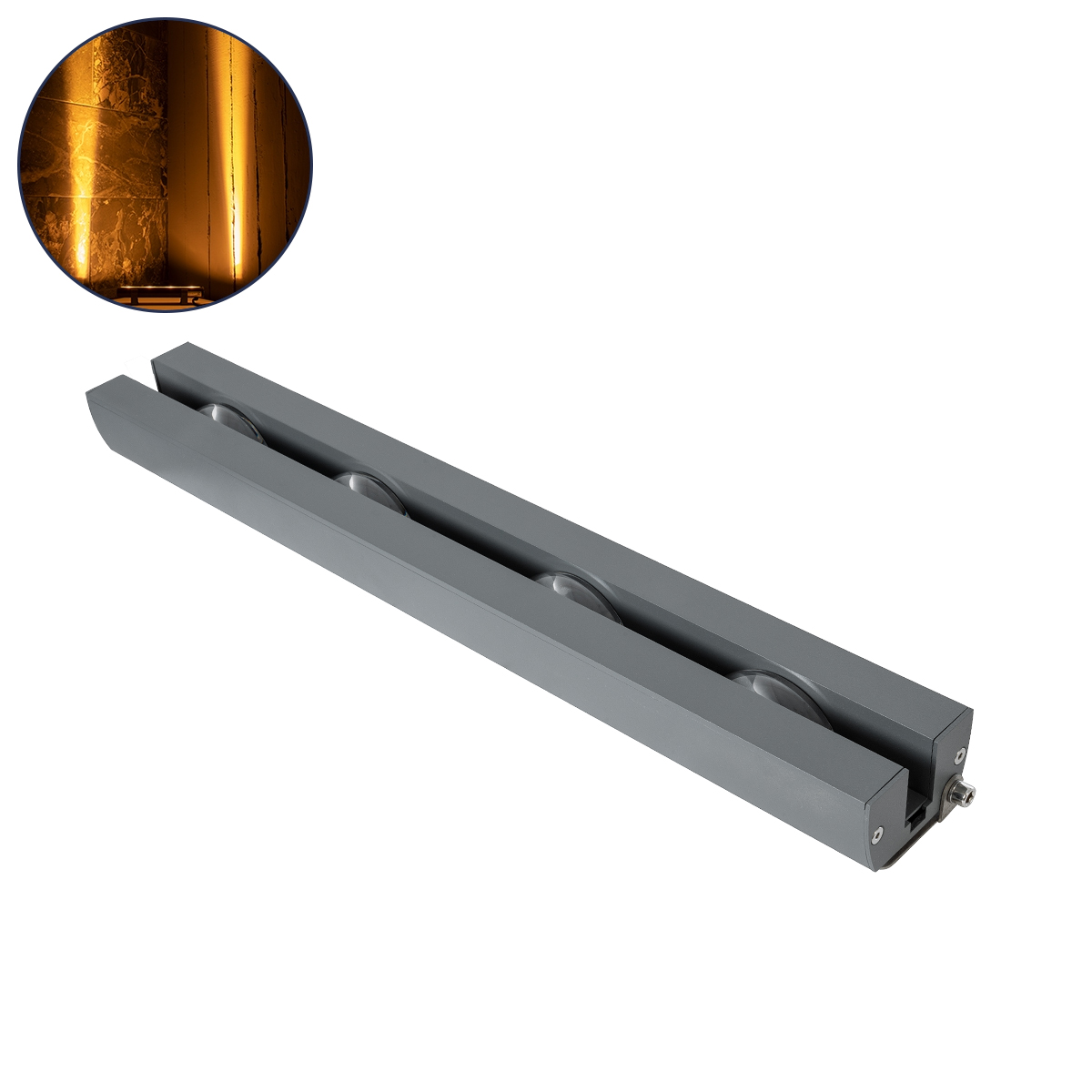 GLOBOSTAR® WINDOWARTE 90722 Φωτιστικό Ανάδειξης Παραθύρων LED 36W 3060lm 8°x180° DC 24V Αδιάβροχο IP67 Ultra Θερμό Λευκό 2200K Dimmable - CREE XPE Chip - Γκρι Ανθρακί - Μ25 x Π7 x Υ4.5cm - 3 Χρόνια Εγγύηση - Image 2