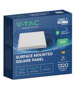 12W CCT Τετράγωνο 17x17cm Επιφανειακό LED Panel 1320lm V-TAC Cree Chip 6yrs Wty 104956VT
