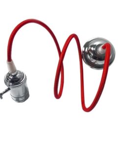 GLOBOSTAR® SUSPENS 115104 Vintage Κρεμαστό Φωτιστικό Οροφής με Ντουί 1 x E27 AC 220-240V IP20 - Ασημί & Κόκκινο - Μ6.7 x Π6.7 x Y94.3cm