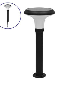 GLOBOSTAR® VEGGIE 12115 Φωτιστικό Κολωνάκι Κήπου LED 10W 500lm 120° με Ενσωματωμένο Φωτοβολταϊκό Panel 6V 2W & Επαναφορτιζόμενη Μπαταρία Li-ion 3.2V 6000mAh με Αισθητήρα Κίνησης-Ημέρας-Νύχτας Αδιάβροχο IP65 Ψυχρό Λευκό 6000K - Μαύρο - Μ26.5 x Π26.5 x Υ60cm - 2 Χρόνια Εγγύηση