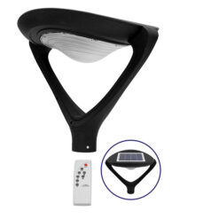 GLOBOSTAR® SQUARE 12117 Φωτιστικό Στύλου/Κολώνας Πλατείας/Πάρκου με Ασύρματο Χειριστήριο LED 25W 2500lm 120° Ενσωματωμένο Φωτοβολταϊκό Panel 5V 12W & Επαναφορτιζόμενη Μπαταρία Li-ion 3.2V 24000mAh με Αισθητήρα Κίνησης-Ημέρας-Νύχτας Αδιάβροχο IP65 Ψυχρό Λευκό 6000K - Γκρι Ανθρακί - Μ60 x Π47 x Υ48cm - 2 Χρόνια Εγγύηση