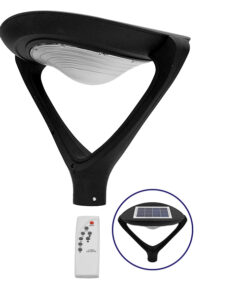 GLOBOSTAR® SQUARE 12117 Φωτιστικό Στύλου/Κολώνας Πλατείας/Πάρκου με Ασύρματο Χειριστήριο LED 25W 2500lm 120° Ενσωματωμένο Φωτοβολταϊκό Panel 5V 12W & Επαναφορτιζόμενη Μπαταρία Li-ion 3.2V 24000mAh με Αισθητήρα Κίνησης-Ημέρας-Νύχτας Αδιάβροχο IP65 Ψυχρό Λευκό 6000K - Γκρι Ανθρακί - Μ60 x Π47 x Υ48cm - 2 Χρόνια Εγγύηση