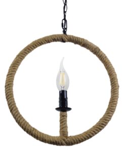 GLOBOSTAR® LINDELL 10001111 Vintage Κρεμαστό Φωτιστικό Οροφής με Ντουί 1 x E14 AC 220-240V IP20 - Μπεζ & Μαύρο - Μ37 x Π2.5 x Υ37cm