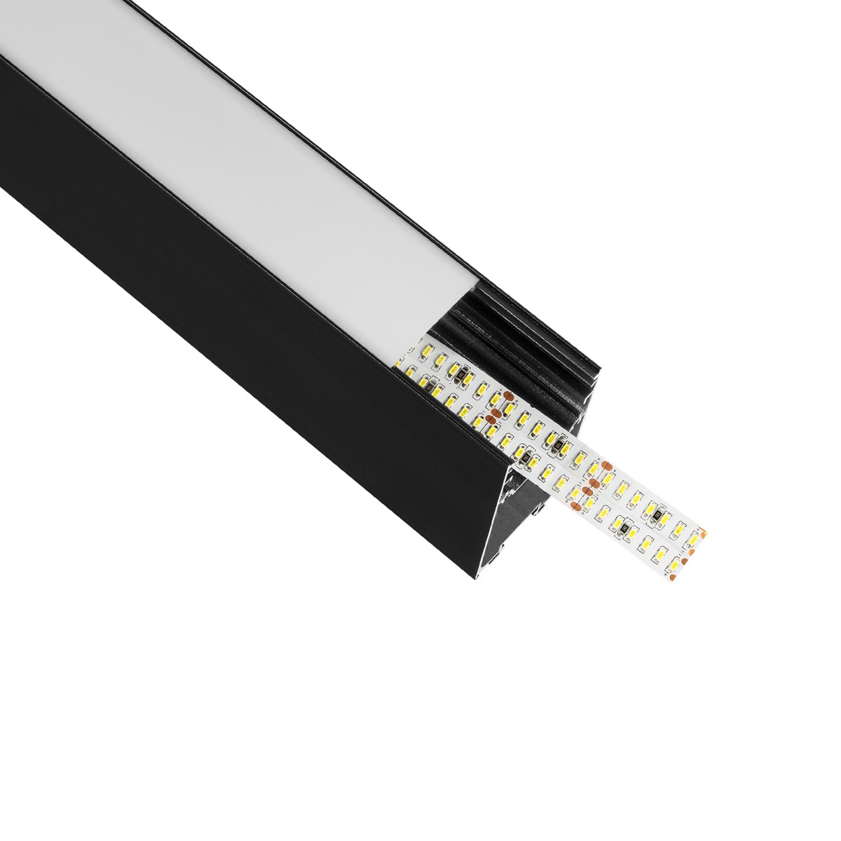 GLOBOSTAR® ALP-LINEAR LUMILINE 61764-3M Επιφανειακό / Κρεμαστό / Επιτοίχιο Προφίλ Αλουμινίου με Λευκό Γαλακτερό Πατητό Κάλυμμα για Ταινίες LED IP20 - Μαύρο Ματ - Μ300 x Π3.5 x Υ7cm - Image 2