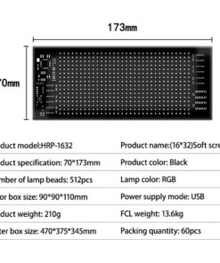 GLOBOSTAR® MATRIX GLB-106-0001 Εύκαμπτη Κυλιόμενη Ψηφιακή Επιγραφή 17.3x7cm P4 32×16 Pixel LED 10W DC 5V 2A με USB 2.0 Αδιάβροχο IP65 Πολύχρωμο RGB – Bluetooth Control μέσω iPIXEL APP – Μ17.3 x Π0.2 x Υ7cm – 2 Χρόνια Εγγύηση