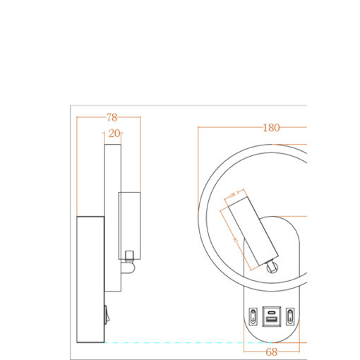 ΑΠΛΙΚΑ ΑΝΑΓΝΩΣΗΣ ΔΙΠΛΟΥ ΦΩΤΙΣΜΟΥ LED 3+10W 150+600Lm 3000K 180x78x243mm ΜΕ USB TYPE C ΛΕΥΚΗ ARTE ILLUMINA FORMA EUROLAMP 145-22080