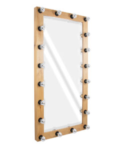 GloboStar® MAKEUP MIRROR-160x80-1 Μοντέρνος Καθρέπτης Μακιγιάζ με Πλαίσιο Φυσικού Ξύλου με Διακόπτη On/Off 20 x E27 AC220-240V - Μ80 x Π7 x Υ160cm - Μπεζ Δρυς