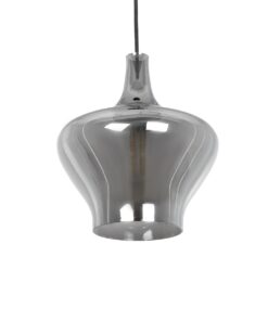 GLOBOSTAR® OVOCE 206-0032 Μοντέρνο Κρεμαστό Φωτιστικό Οροφής με Ντουί 1 x E27 AC 220-240V IP20 – Μαύρο Φιμέ – Μ20 x Π20 x Υ22cm